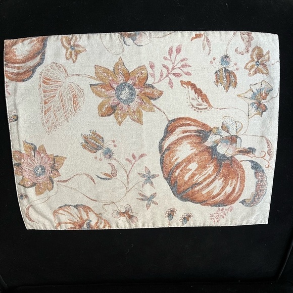 4 Placemats Pumpkin Patch 18”x 13” Beige, Blue, Orange & Blush Dinning mats - Picture 2 of 9